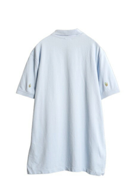 ブルックスブラザーズ 鹿の子 半袖 ポロシャツ メンズ XL / 総柄 半袖シャツ カットソー 大きいサイズ モノグラム 細身 カジュアル ブルー
