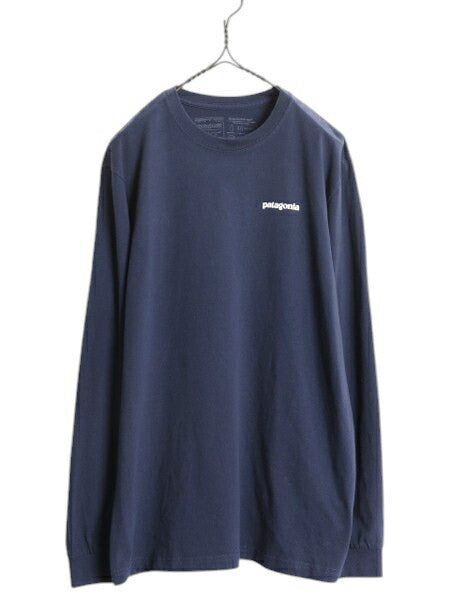 パタゴニア 両面 プリント 長袖 Tシャツ メンズ М / 古着 18年製 Patagonia アウトドア ロンT ロングスリーブ ロゴT P6 バックプリント 紺
