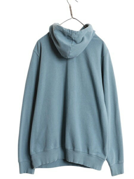 ノースフェイス プリント スウェット フード パーカー メンズ L The North Face 裏起毛 プルオーバー トレーナー アウトドア ライト ブルー
