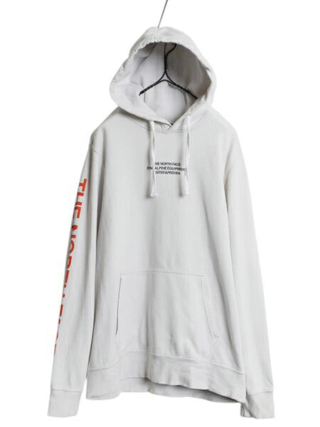 US企画 ノースフェイス 両面 プリント スウェット フード パーカー メンズ M / 古着 The North Face プルオーバー トレーナー グラフィック