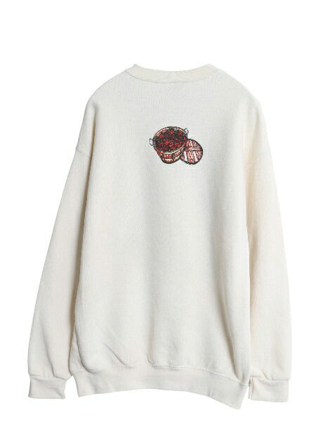 90s USA製 アート イラスト プリント スウェット メンズ レディース M / 古着 オールド トレーナー 裏起毛 グラフィック シンプル トップス