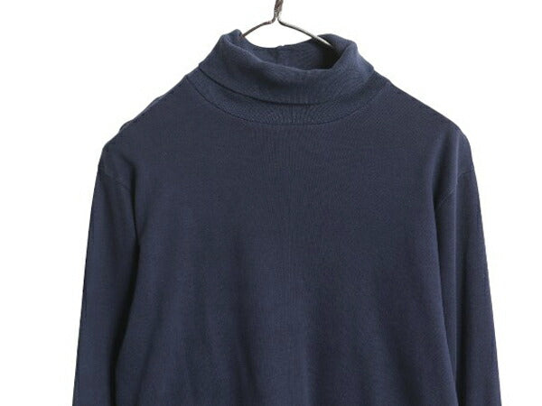90s USA製 ジェイクルー タートルネック 長袖 Tシャツ レディース L 小さめ M オールド ロンT スムース ストレッチ コットン 無地 インナー