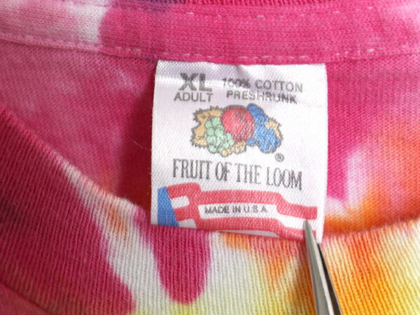 90s USA製 タイダイ 染め 長袖 Tシャツ メンズ XL オールド ロンT ロングスリーブ カットソー シングルステッチ マルチカラー 大きいサイズ