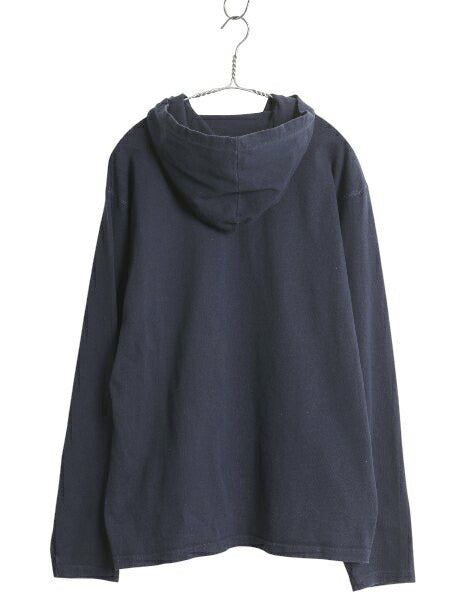 90s USA製 チャンピオン フード パーカー メンズ M / オールド ヘビーウェイト フード付き 長袖 Tシャツ ロンT プルオーバー 紺 スクリプト
