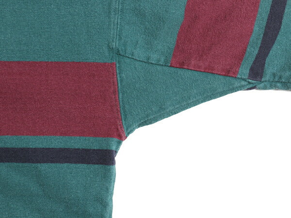 80s USA製 エルエルビーン モックネック ボーダー 長袖 Tシャツ メンズ M ヴィンテージ ロンT ラガーシャツ 素材 ヘビーウェイト コットン
