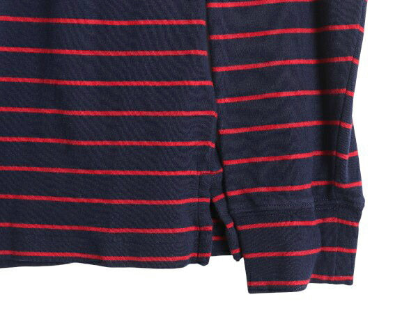 ポロ ラルフローレン ハーフジップ ボーダー 長袖 Tシャツ キッズ XL メンズ S / ロンT スムース コットン ハイネック ツートン カットソー