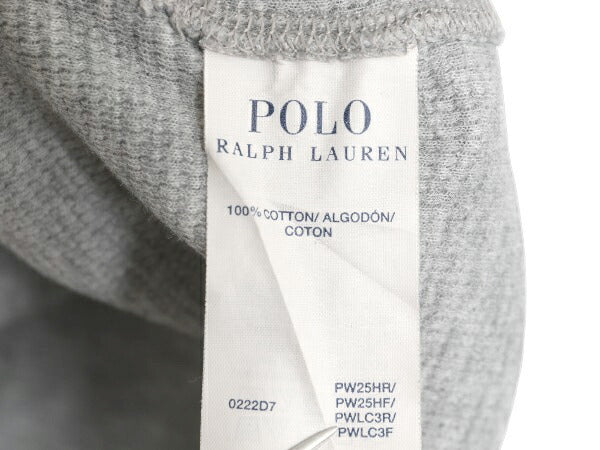 ポロ ラルフローレン 総柄 長袖 サーマル Tシャツ メンズ M 古着 ロンT モノグラム ワッフル カットソー ロングスリーブ インナー グレー