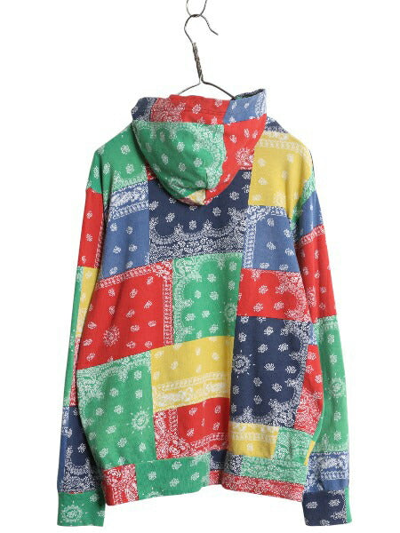 ポロ ラルフローレン バンダナ 総柄 フード パーカー メンズ M / 古着 長袖 Tシャツ フード付き ロンT プルオーバー クレイジー カットソー