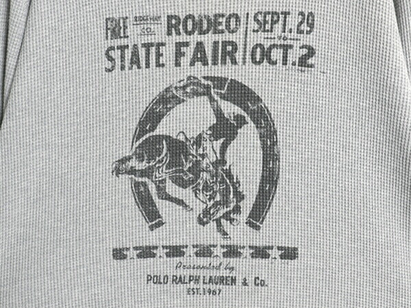 90s ポロ ラルフローレン プリント 長袖 サーマル Tシャツ メンズ XXL オールド ロンT ロングスリーブ ストレッチ カットソー 大きいサイズ