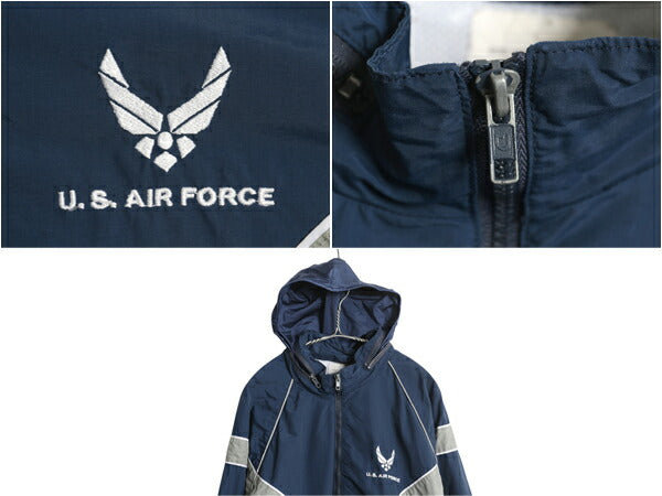 00s 米軍実物 US AIR FORCE ナイロン トレーニング ジャケット X-LARGE REGULAR / 05年製 オールド ミリタリー 軍物 USAF 大きいサイズ 青
