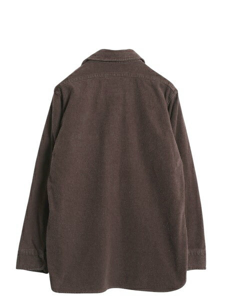 80s USA製 ウールリッチ シャモア クロス 長袖 シャツ メンズ M / ヴィンテージ ネルシャツ ヘビーウェイト コットン フランネル 無地 茶