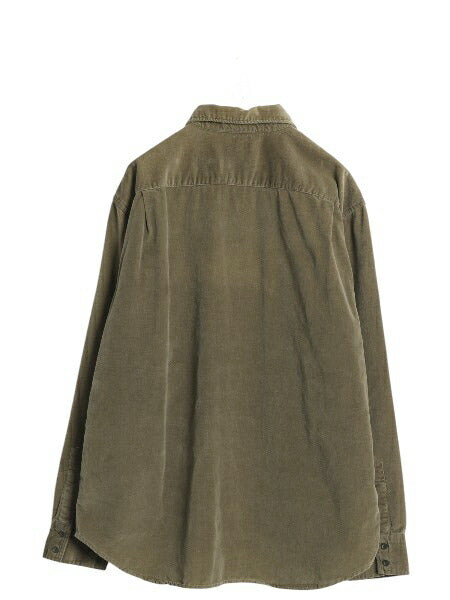90s オールド ギャップ ベロア 長袖 シャツ メンズ XL / 長袖シャツ ヘビーウェイト コットン 大きいサイズ ゆったり 無地 シンプル カーキ
