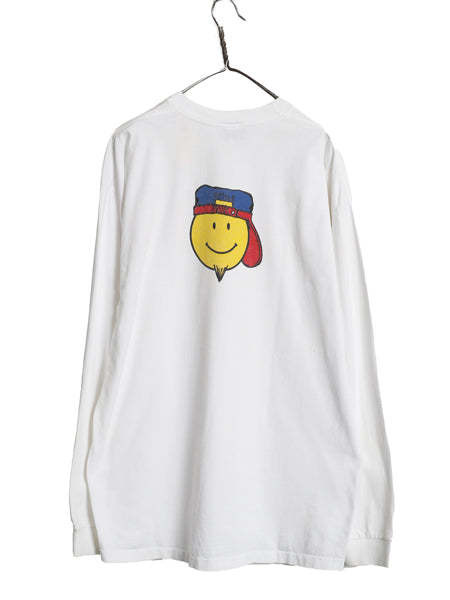90s ★ スマイル スケーター イラスト プリント 長袖 Tシャツ メンズ XL / オールド ニコちゃん キャラクター ロンT スケート 大きいサイズ