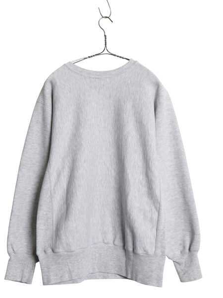 90s USA製 ★ チャンピオン リバースウィーブ プリント スウェット メンズ L オールド カレッジ トレーナー クルーネック 裏起毛 霜降り 灰