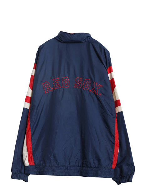 90s レッドソックス ナイロン トラック ジャケット メンズ L オールド MLB オフィシャル スターター スタジャン フルジップ ハイネック 紺