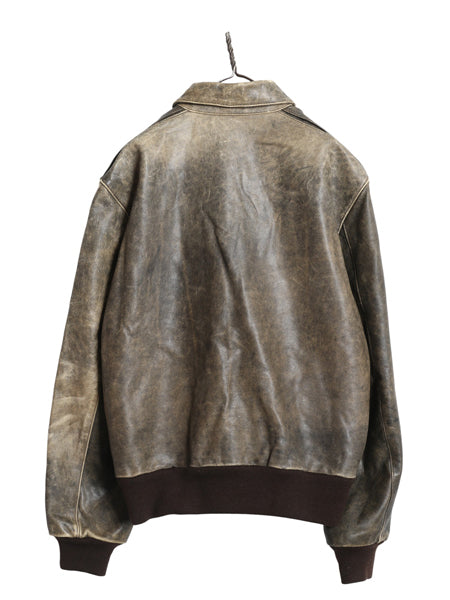 80s ★ バナナリパブリック A-2 タイプ 本革 レザー フライト ジャケット 42 メンズ L 程/ 古着 ヴィンテージ 旧タグ 革ジャン ボンバー 茶