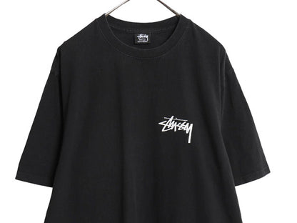 ステューシー 両面 アート イラスト プリント Tシャツ メンズ L ヘビーウェイト コットン フラワー ストック ロゴ グラフィック ブラック 