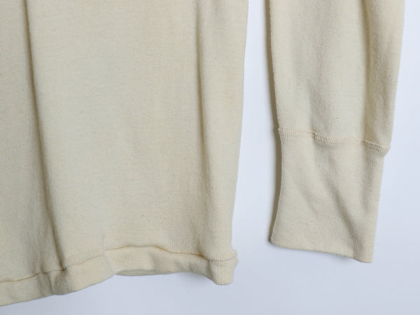 80s 米軍実物 US ARMY ヘンリーネック アンダーシャツ メンズ L / 81年製 ヴィンテージ 長袖 Tシャツ サーマル リブ編み ロンT ナチュラル