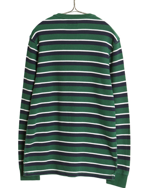 ポロ ラルフローレン ボーダー 長袖 サーマル Tシャツ メンズ L ロンT ストレッチ ワッフル カットソー ワンポイント ポニー マルチカラー
