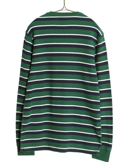 ポロ ラルフローレン ボーダー 長袖 サーマル Tシャツ メンズ L ロンT ストレッチ ワッフル カットソー ワンポイント ポニー マルチカラー
