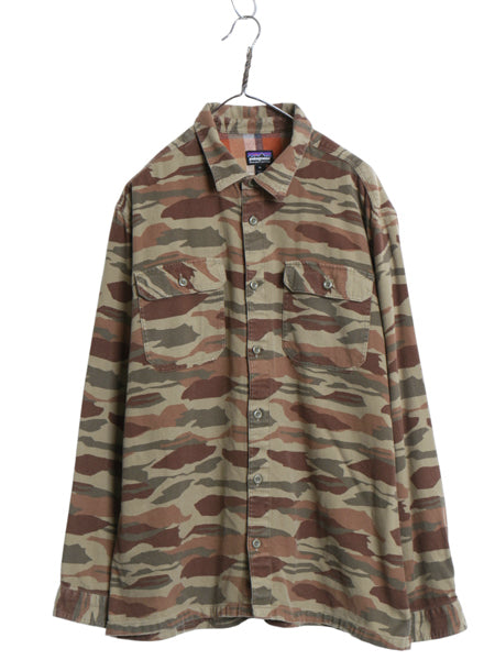 パタゴニア ロングスリーブ フィヨルド フランネル シャツ メンズ XL 古着 19年製 ネルシャツ 迷彩 カモフラ 長袖シャツ 大きいサイズ 総柄