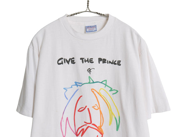 90s USA製 パロディ アート イラスト プリント Tシャツ メンズ L オールド ジョンレノン グラフィック シングルステッチ ヘビーウェイト 白