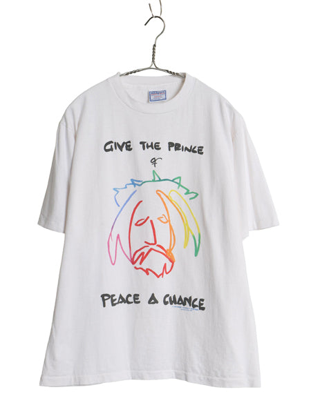 90s USA製 パロディ アート イラスト プリント Tシャツ メンズ L オールド ジョンレノン グラフィック シングルステッチ ヘビーウェイト 白