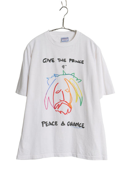 90s USA製 パロディ アート イラスト プリント Tシャツ メンズ L オールド ジョンレノン グラフィック シングルステッチ ヘビーウェイト 白