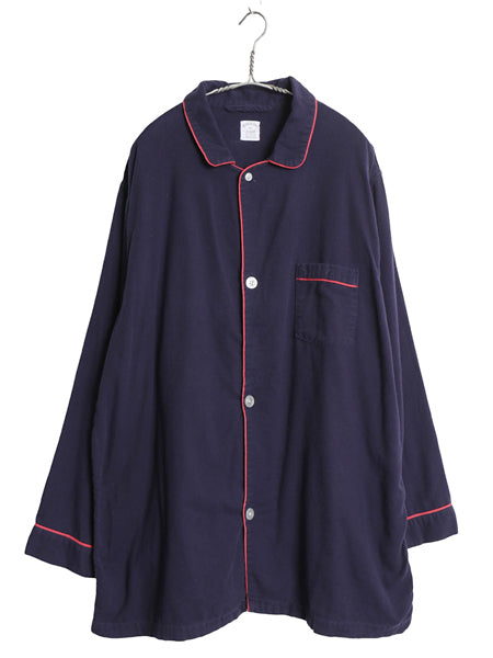 90s USA製 ブルックスブラザーズ フランネル 長袖 パジャマ シャツ メンズ XL / オールド コットン 無地 ネルシャツ ボックス 大きいサイズ