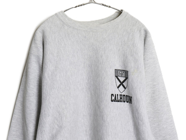 90s USA製 ★ チャンピオン リバースウィーブ カレッジ プリント スウェット メンズ XL / 古着 オールド トレーナー 裏起毛  霜降り グレー
