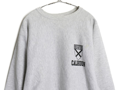90s USA製 ★ チャンピオン リバースウィーブ カレッジ プリント スウェット メンズ XL / 古着 オールド トレーナー 裏起毛  霜降り グレー