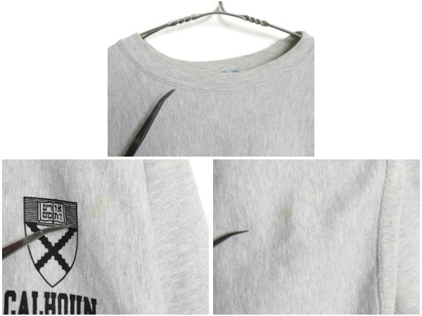 90s USA製 ★ チャンピオン リバースウィーブ カレッジ プリント スウェット メンズ XL / 古着 オールド トレーナー 裏起毛  霜降り グレー
