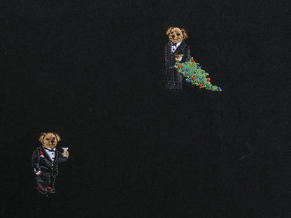 ポロベア ポロ ラルフローレン 総柄 スウェット フード パーカー レディース M キャラクター 刺繍 プルオーバー 黒 裏起毛 短丈 トレーナー
