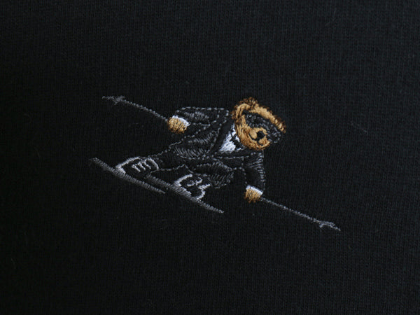 ポロベア ポロ ラルフローレン 総柄 スウェット フード パーカー レディース M キャラクター 刺繍 プルオーバー 黒 裏起毛 短丈 トレーナー