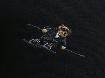 ポロベア ポロ ラルフローレン 総柄 スウェット フード パーカー レディース M キャラクター 刺繍 プルオーバー 黒 裏起毛 短丈 トレーナー