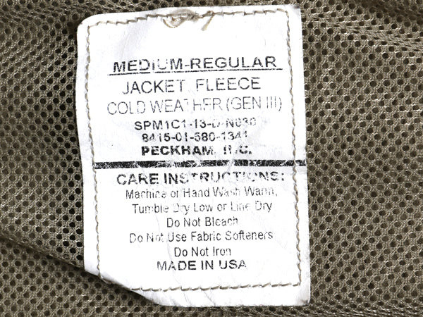 米軍実物 ECWCS GEN3 フルジップ フリース ジャケット MEDIUM REGULAR 古着 USA製 13年製 毛足 ミリタリー アーミー 軍物 レベル3 コヨーテ