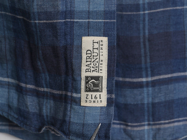 ブルックスブラザーズ チェック 長袖 ボタンダウン シャツ メンズ L 古着 長袖シャツ 100% アイリッシュ リネン 高級 シンプル きれいめ