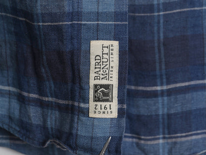 ブルックスブラザーズ チェック 長袖 ボタンダウン シャツ メンズ L 古着 長袖シャツ 100% アイリッシュ リネン 高級 シンプル きれいめ