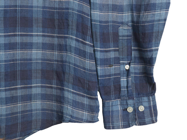 ブルックスブラザーズ チェック 長袖 ボタンダウン シャツ メンズ L 古着 長袖シャツ 100% アイリッシュ リネン 高級 シンプル きれいめ