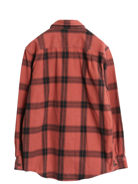 US企画 カーハート 長袖 ヘビー フランネル シャツ メンズ S / LOOSE FIT チェック ネルシャツ ワーク コットン ワンポイント 厚手 赤 黒