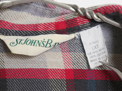 80s USA製 セントジョンズベイ チェック 長袖 ヘビー フランネル シャツ メンズ XL 古着 ヴィンテージ JCPenney ネルシャツ 大きいサイズ
