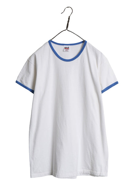 90s USA製 アンビル 無地 リンガー Tシャツ メンズ レディース L / オールド ヘビーウェイト コットン カットソー クルーネック ツートン 
