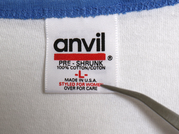 90s USA製 アンビル 無地 リンガー Tシャツ メンズ レディース L / オールド ヘビーウェイト コットン カットソー クルーネック ツートン 