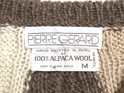 ペルー製 100% アウパカ デザイン ニット セーター メンズ M レディース L ハンドメイド 高級 ケーブル ストライプ ボーダー マルチカラー
