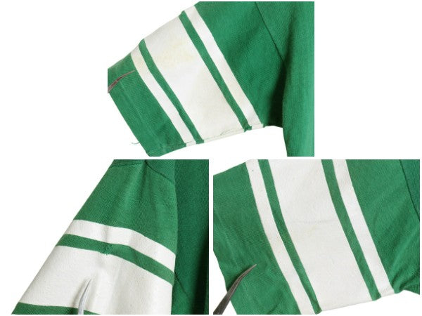 70s USA製 ★ チャンピオン 3段 カレッジ プリント 半袖 フットボール Tシャツ メンズ L 小さめ M ヴィンテージ バータグ ナンバリング 緑