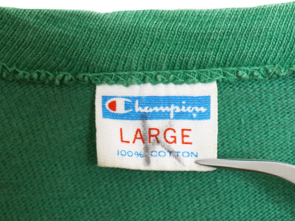 70s USA製 ★ チャンピオン 3段 カレッジ プリント 半袖 フットボール Tシャツ メンズ L 小さめ M ヴィンテージ バータグ ナンバリング 緑