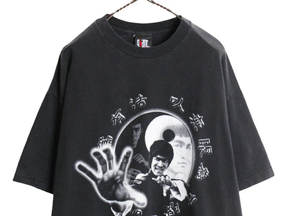 00s ★ ブルースリー イラスト プリント Tシャツ メンズ XL / オールド オフィシャル ムービー 映画 俳優 ドラゴン グラフィック 黒 GIANT