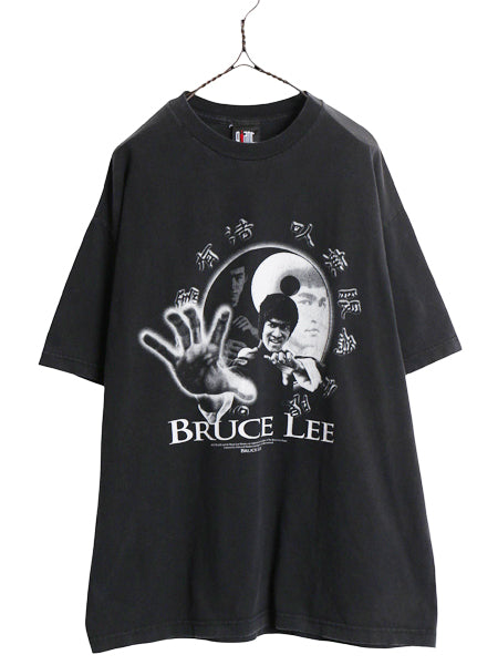 00s ★ ブルースリー イラスト プリント Tシャツ メンズ XL / オールド オフィシャル ムービー 映画 俳優 ドラゴン グラフィック 黒 GIANT