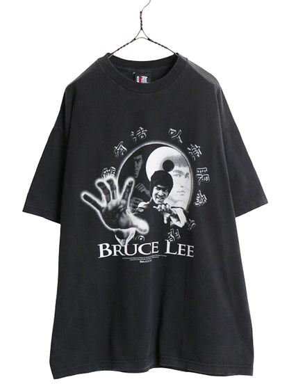 00s ★ ブルースリー イラスト プリント Tシャツ メンズ XL / オールド オフィシャル ムービー 映画 俳優 ドラゴン グラフィック 黒 GIANT