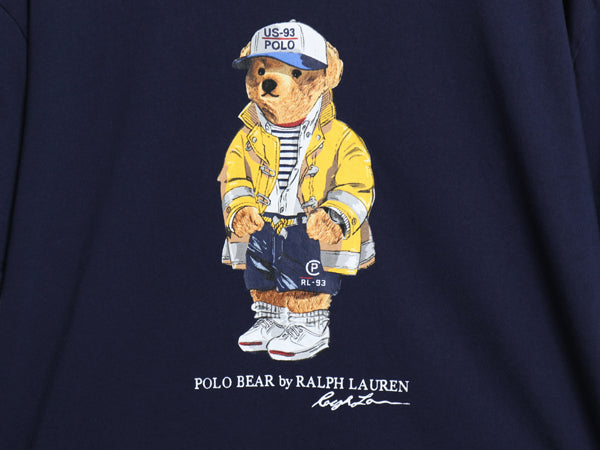 ポロベア ポロ ラルフローレン プリント 半袖 Tシャツ メンズ L 古着 キャラクター コットン カットソー シングルステッチ クルーネック 紺